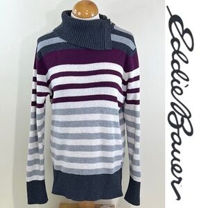 Eddie Bauer Women's Cowl Neck Stripes Sweater